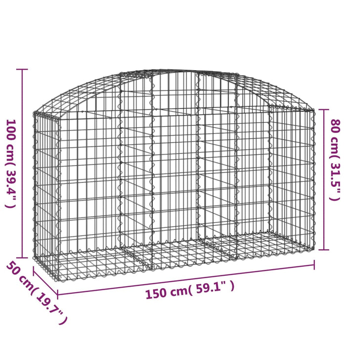 Coș gabion arcuit, 150x50x80/100 cm, fier galvanizat - WALTI WALTI