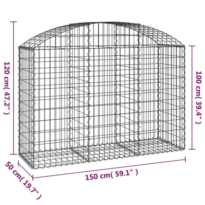 Coș gabion arcuit, 150x50x100/120 cm, fier galvanizat - WALTI WALTI