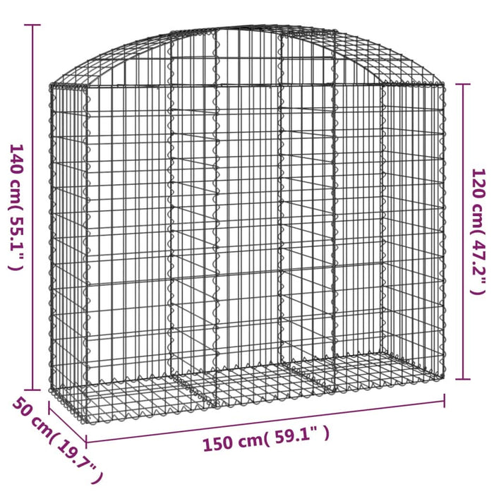 Coș gabion arcuit, 150x50x120/140 cm, fier galvanizat - WALTI WALTI