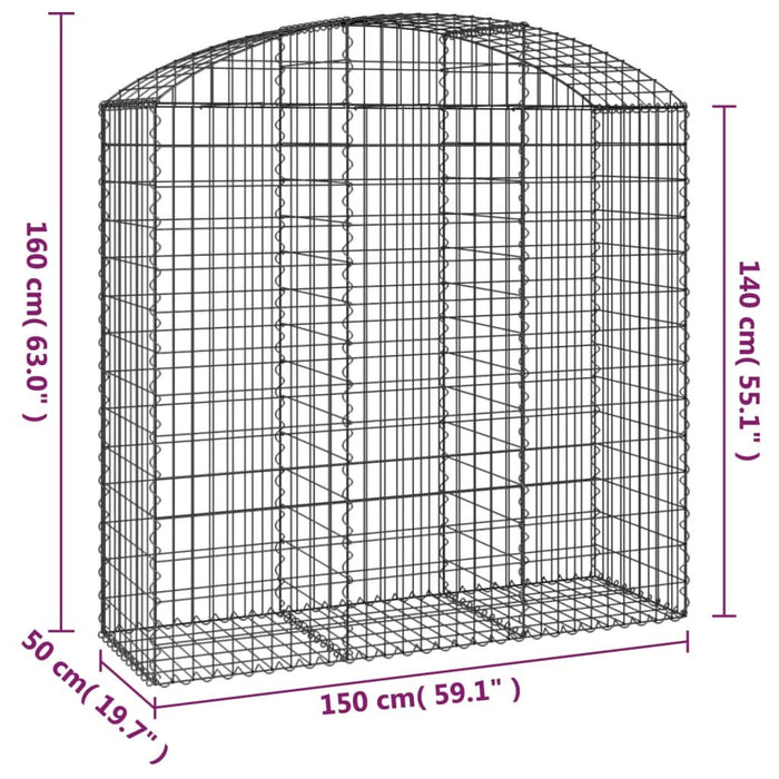 Coș gabion arcuit, 150x50x140/160 cm, fier galvanizat - WALTI WALTI