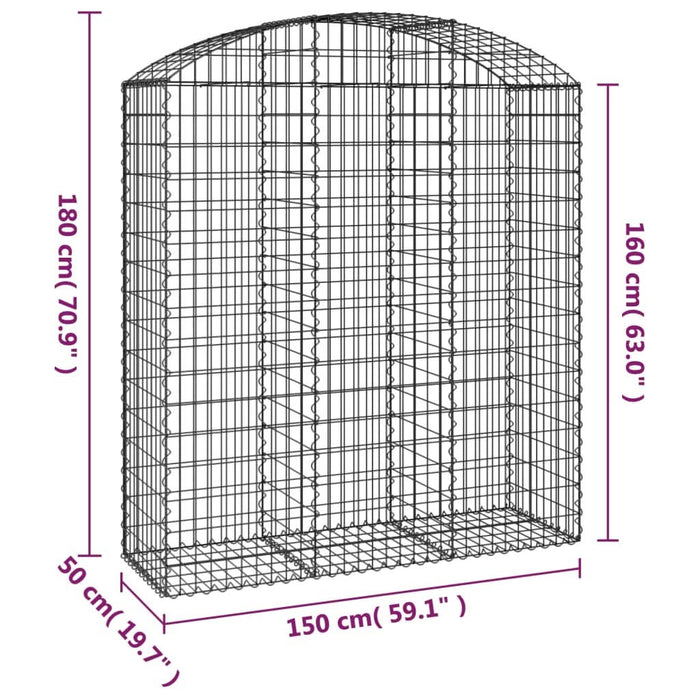 Coș gabion arcuit, 150x50x160/180 cm, fier galvanizat - WALTI WALTI