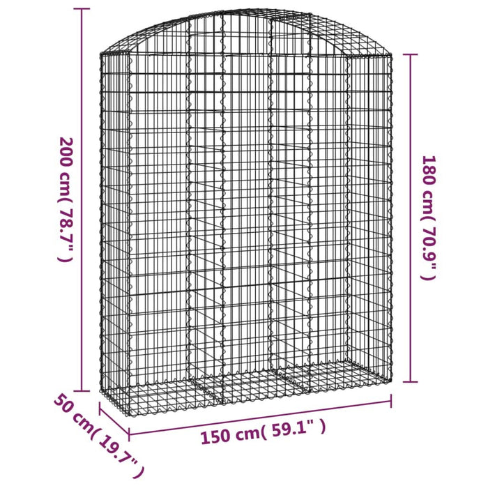 Coș gabion arcuit, 150x50x180/200 cm, fier galvanizat - WALTI WALTI