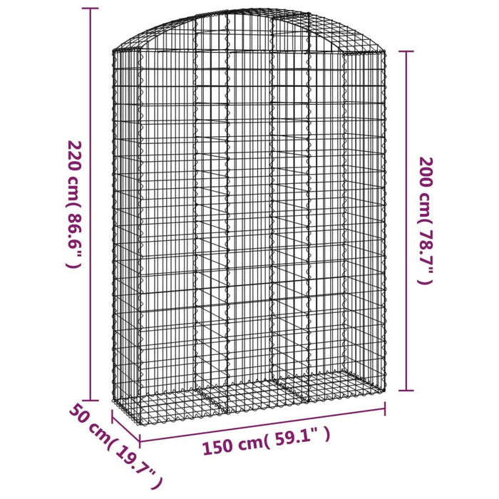 Coș gabion arcuit, 150x50x200/220 cm, fier galvanizat - WALTI WALTI