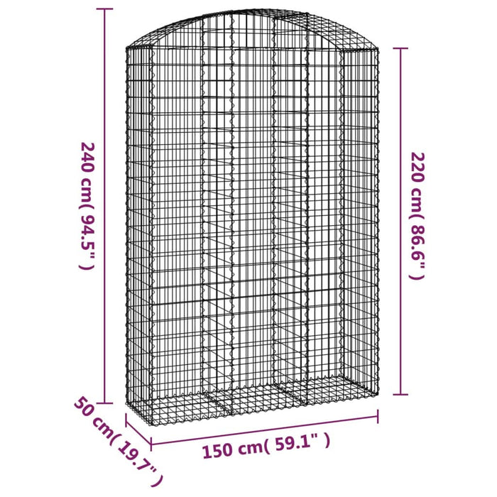 Coș gabion arcuit, 150x50x220/240 cm, fier galvanizat - WALTI WALTI
