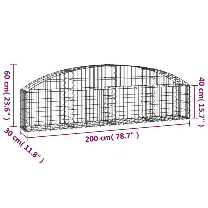 Coș gabion arcuit, 200x30x40/60 cm, fier galvanizat - WALTI WALTI