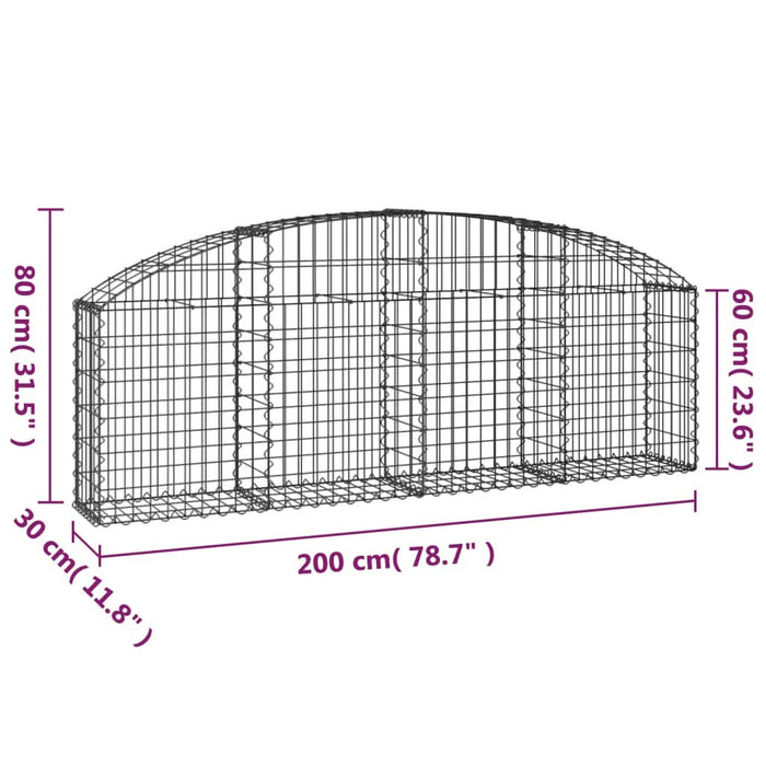 Coș gabion arcuit 200x30x60/80 cm fier galvanizat - WALTI WALTI