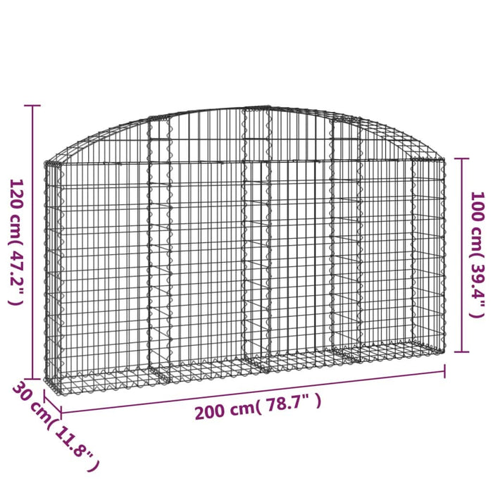 Coș gabion arcuit 200x30x100/120 cm fier galvanizat - WALTI WALTI