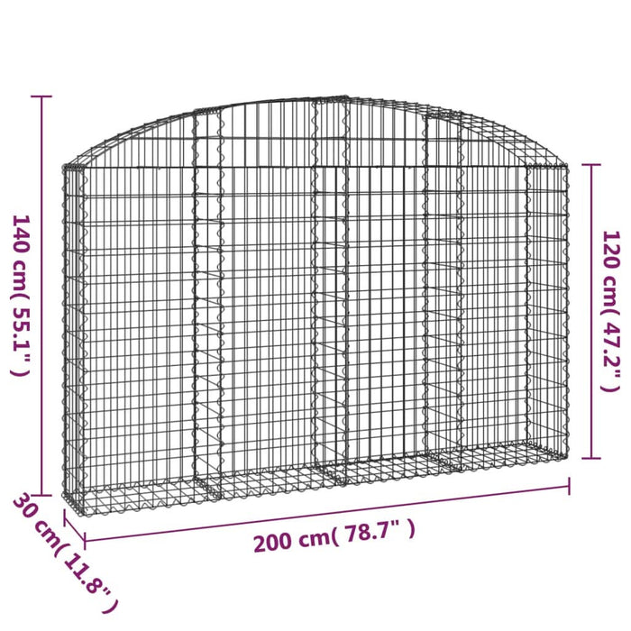 Coș gabion arcuit 200x30x120/140 cm fier galvanizat - WALTI WALTI