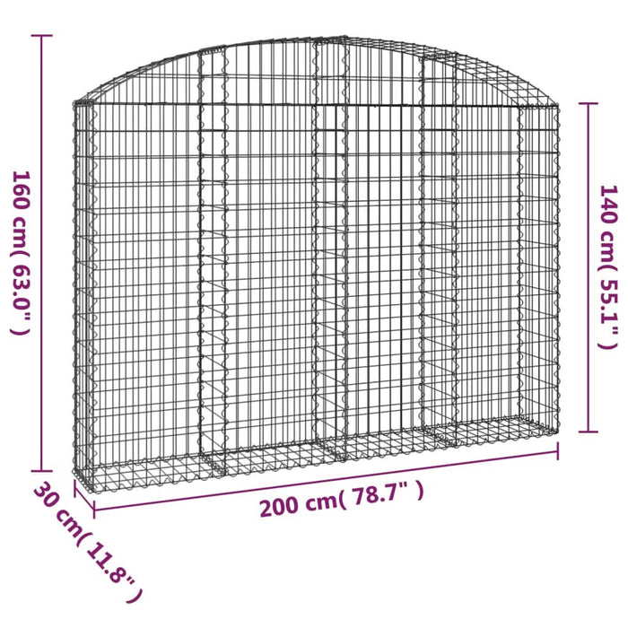 Coș gabion arcuit 200x30x140/160 cm fier galvanizat - WALTI WALTI
