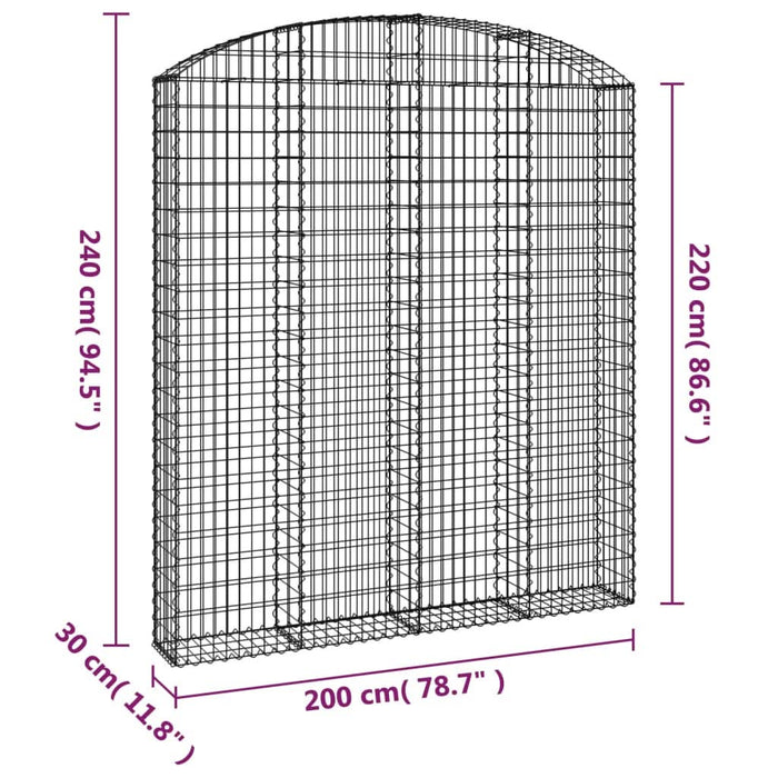 Coș gabion arcuit, 200x30x220/240, fier galvanizat - WALTI WALTI