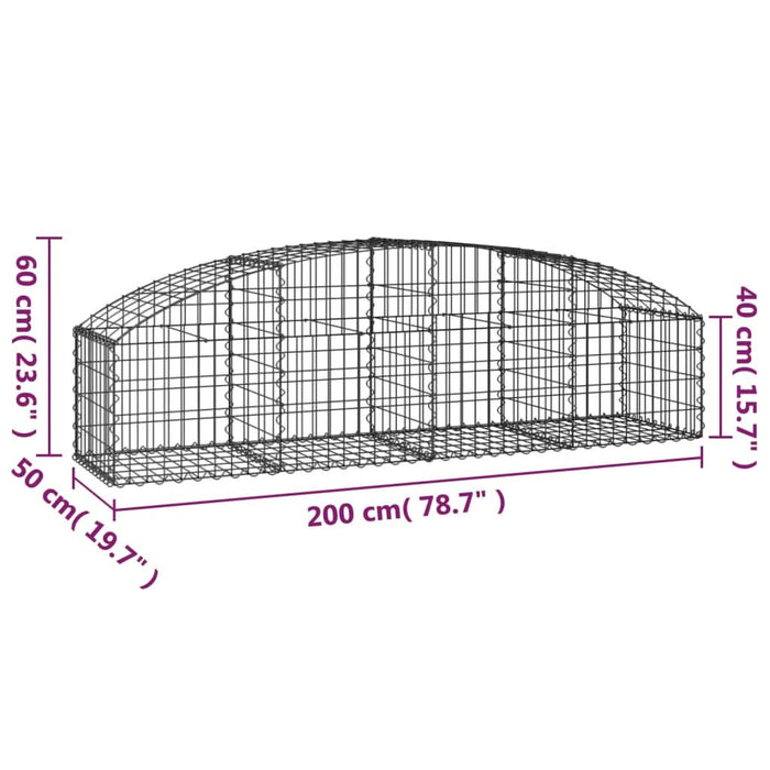 Coș gabion arcuit, 200x50x40/60 cm, fier galvanizat - WALTI WALTI
