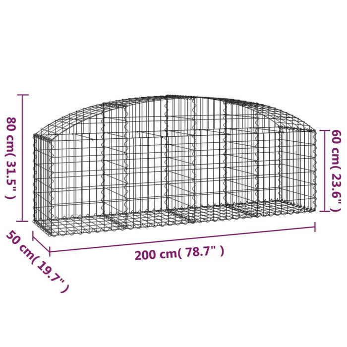 Coș gabion arcuit 200x50x60/80 cm fier galvanizat - WALTI WALTI