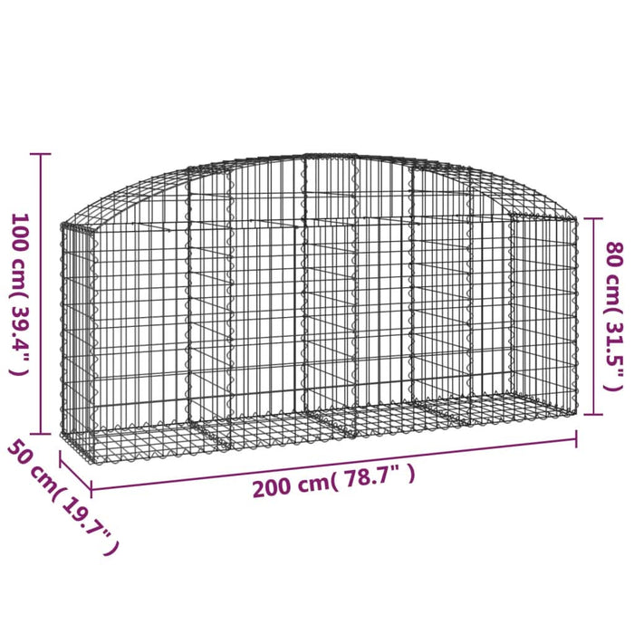 Coș gabion arcuit 200x50x80/100 cm fier galvanizat - WALTI WALTI