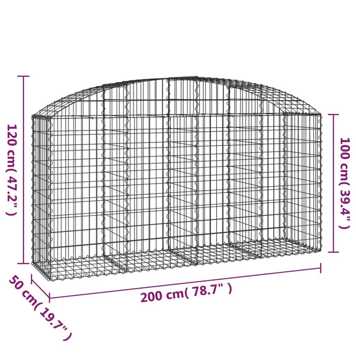 Coș gabion arcuit 200x50x100/120 cm fier galvanizat - WALTI WALTI