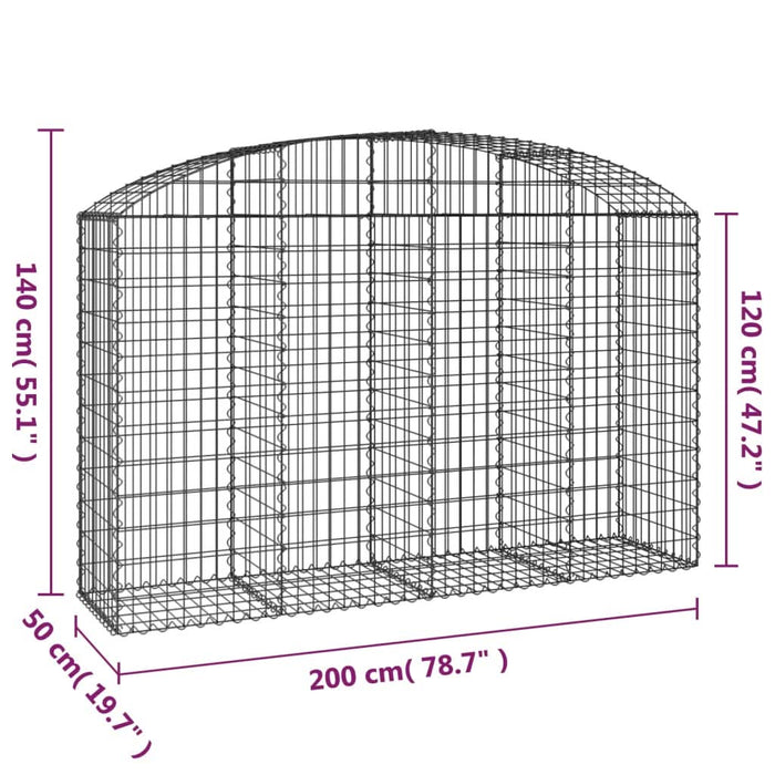 Coș gabion arcuit 200x50x120/140 cm fier galvanizat - WALTI WALTI