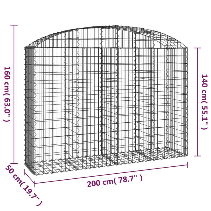 Coș gabion arcuit, 200x50x140/160 cm, fier galvanizat - WALTI WALTI