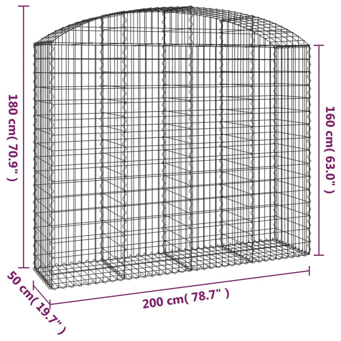 Coș gabion arcuit, 200x50x160/180 cm, fier galvanizat - WALTI WALTI