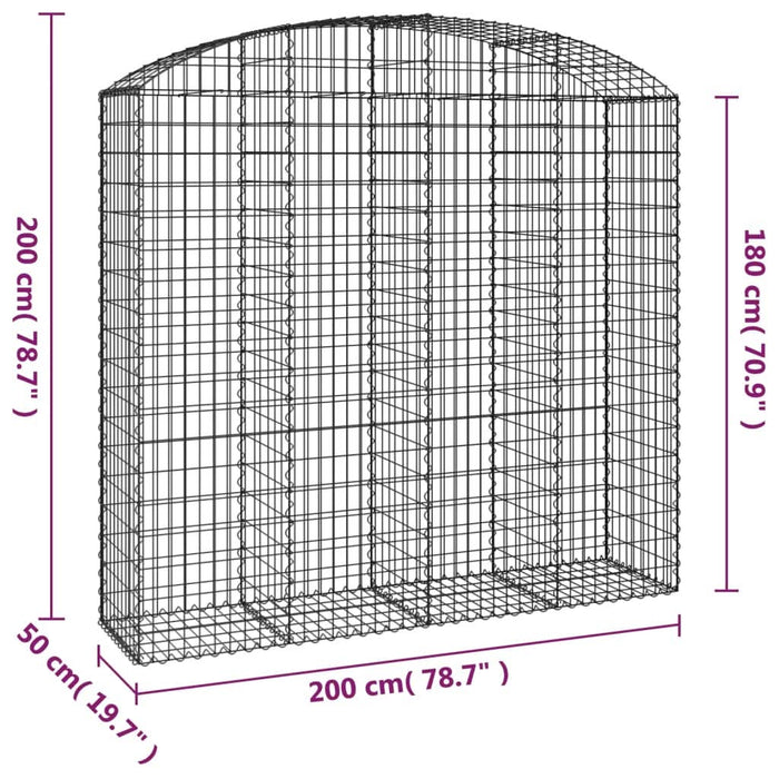 Coș gabion arcuit, 200x50x180/200 cm, fier galvanizat - WALTI WALTI