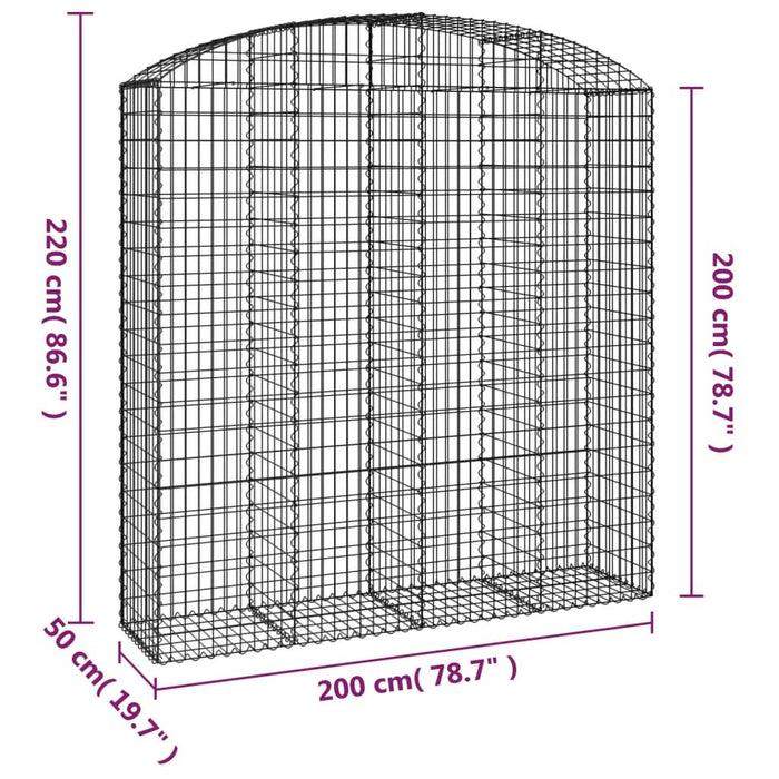 Coș gabion arcuit 200x50x200/220 cm fier galvanizat - WALTI WALTI