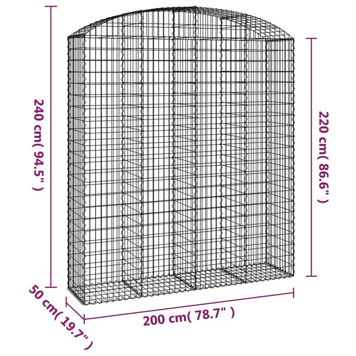 Coș gabion arcuit, 200x50x220/240 cm, fier galvanizat - WALTI WALTI