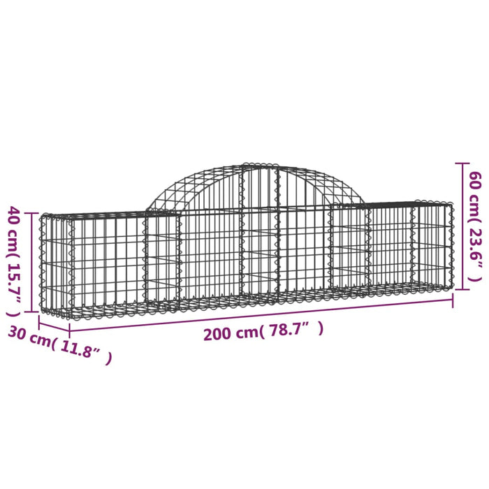 Coș gabion arcuit, 200x30x40/60 cm, fier galvanizat - WALTI WALTI