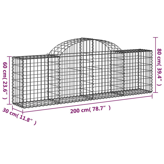 Coș gabion arcuit 200x30x60/80 cm fier galvanizat - WALTI WALTI