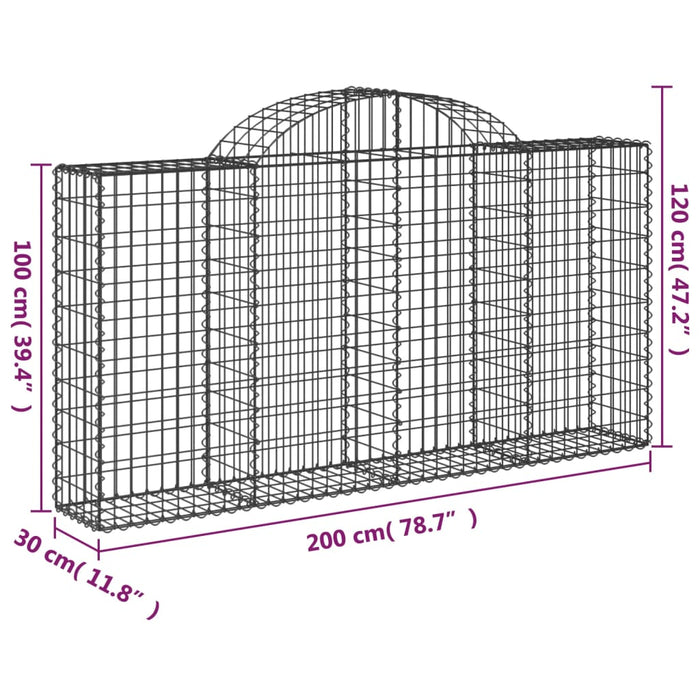 Coș gabion arcuit 200x30x100/120 cm fier galvanizat - WALTI WALTI