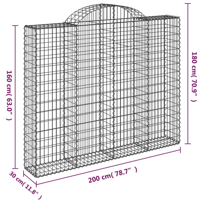 Coș gabion arcuit 200x30x160/180 cm fier galvanizat - WALTI WALTI
