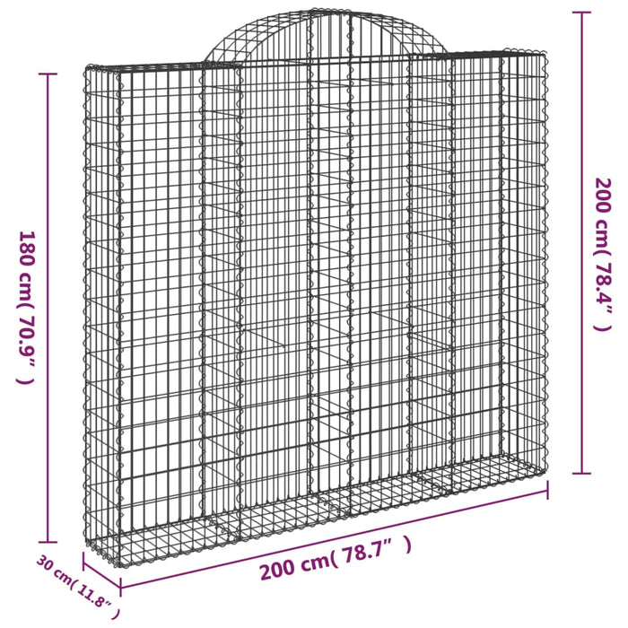 Coș gabion arcuit, 200x30x180/200cm, fier galvanizat WALTI