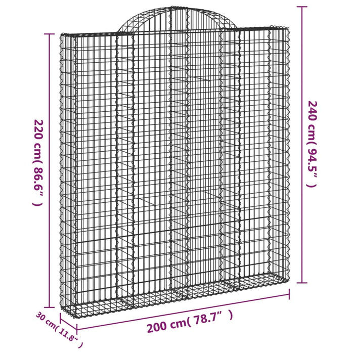 Coș gabion arcuit, 200x30x220/240, fier galvanizat - WALTI WALTI