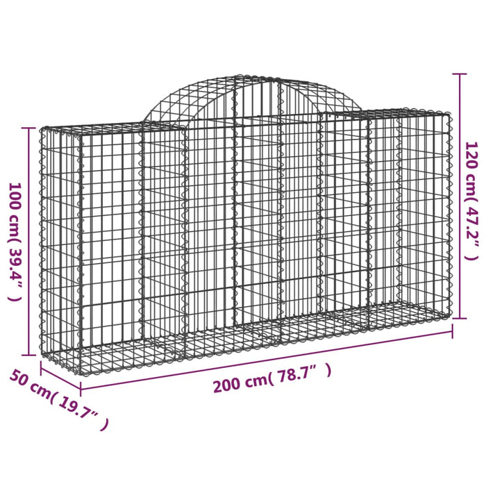 Coș gabion arcuit 200x50x100/120 cm fier galvanizat - WALTI WALTI
