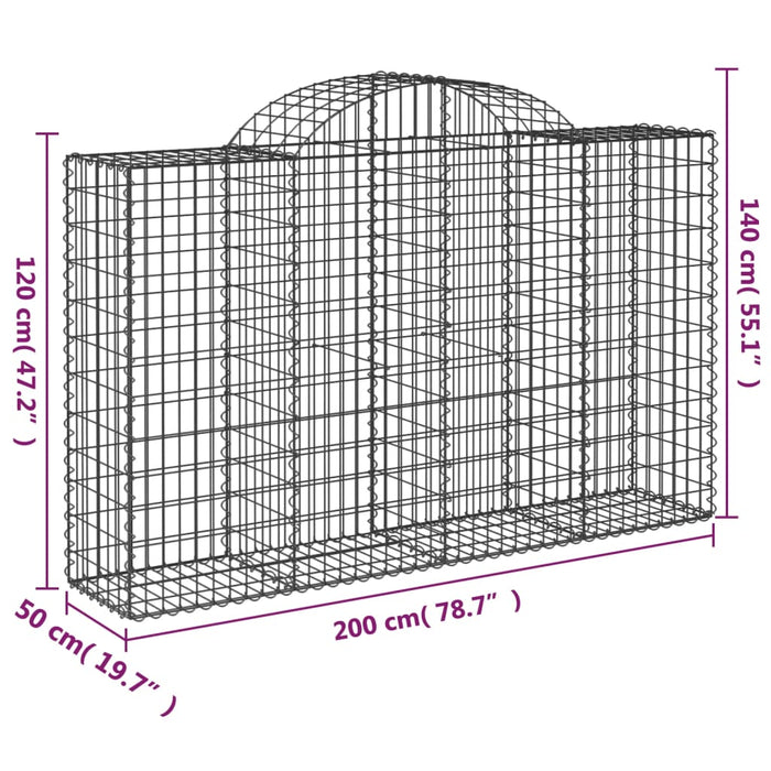 Coș gabion arcuit 200x50x120/140 cm fier galvanizat - WALTI WALTI