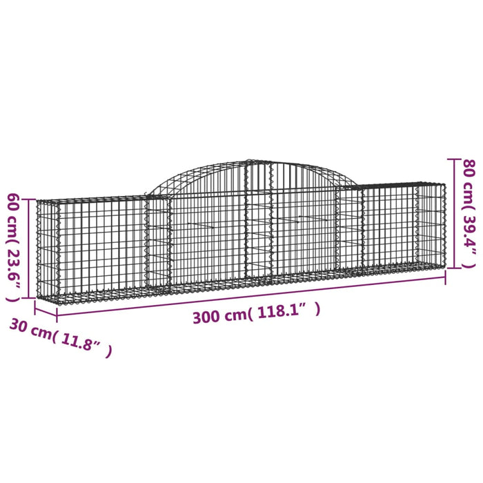 Coș gabion arcuit, 300x30x60/80 cm, fier galvanizat - WALTI WALTI