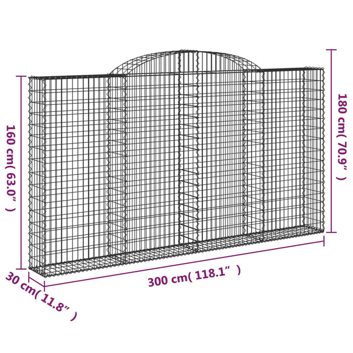 Coș gabion arcuit, 300x30x160/180 cm, fier galvanizat - WALTI WALTI
