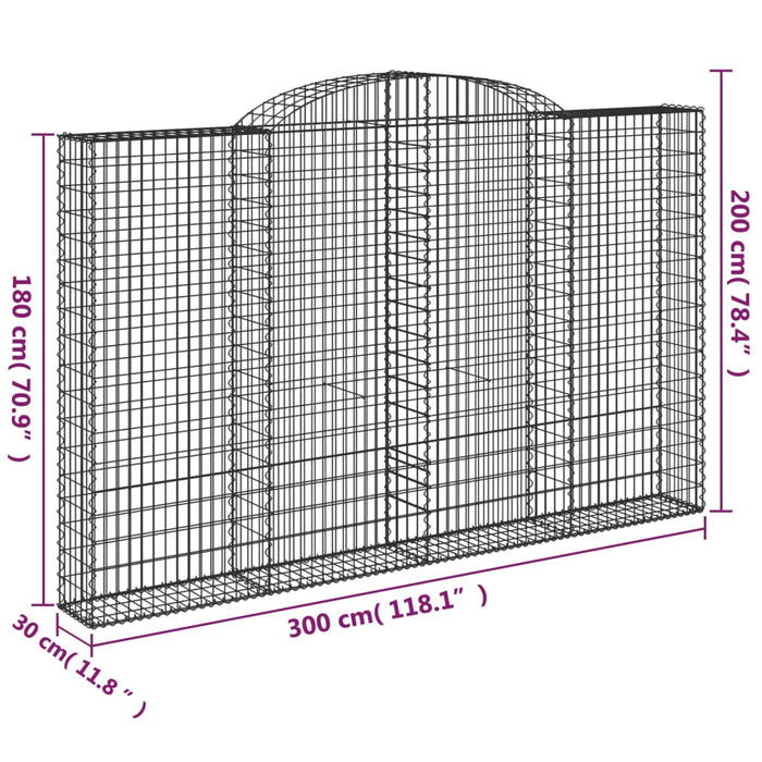 Coș gabion arcuit, 300x30x180/200 cm, fier galvanizat - WALTI WALTI