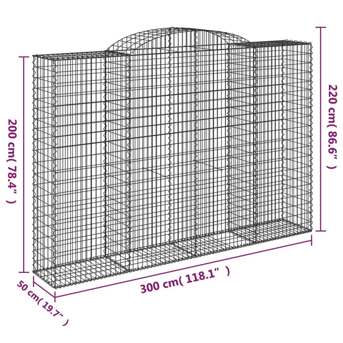 Coș gabion arcuit, 300x50x200/220 cm, fier galvanizat - WALTI WALTI