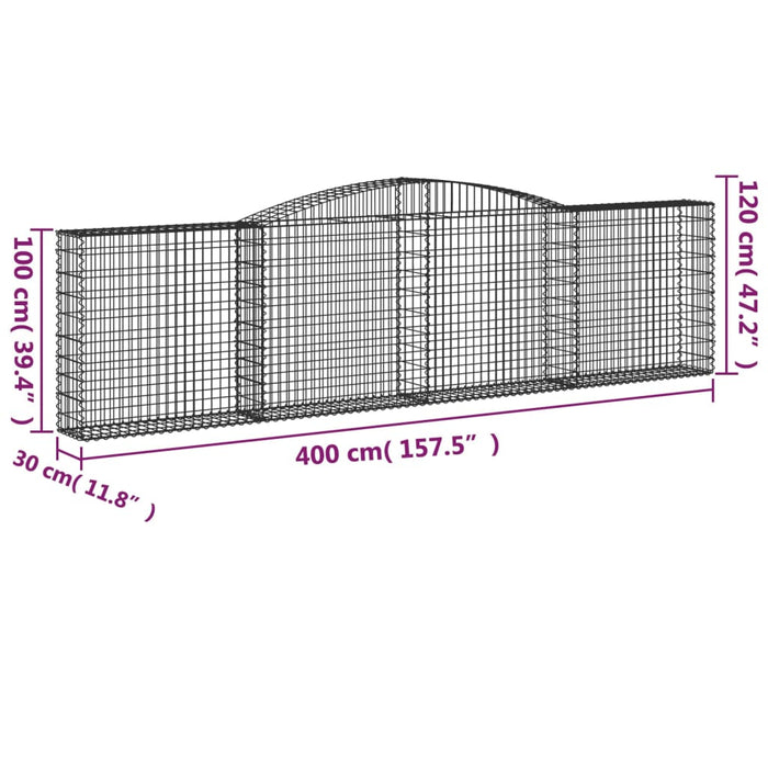 Coș gabion arcuit 400x30x100/120 cm fier galvanizat - WALTI WALTI