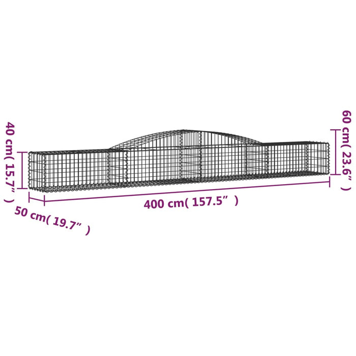 Coș gabion arcuit 400x50x40/60 cm fier galvanizat - WALTI WALTI