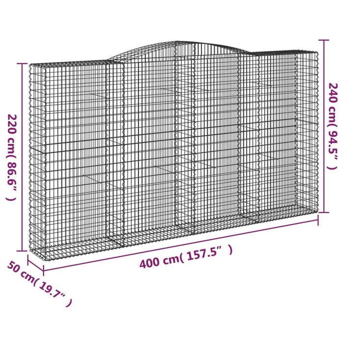 Coș gabion arcuit 400x50x220/240 cm fier galvanizat - WALTI WALTI