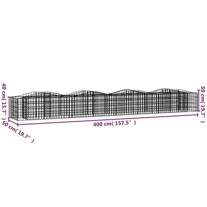 Strat înălțat cu gabion arcuit, 400x50x50 cm, fier galvanizat - WALTI WALTI