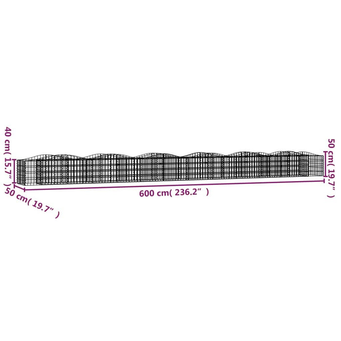 Strat înălțat cu gabion arcuit, 600x50x50 cm, fier galvanizat - WALTI WALTI