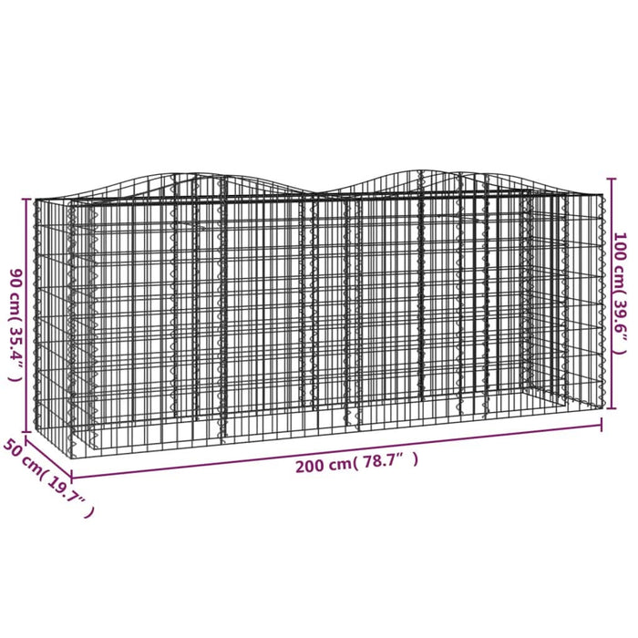 Strat înălțat cu gabion arcuit, 200x50x100 cm, fier galvanizat - WALTI WALTI