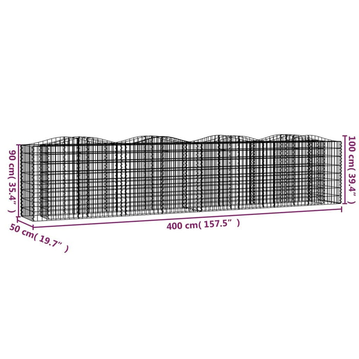 Strat înălțat cu gabion arcuit, 400x50x100 cm, fier galvanizat - WALTI WALTI