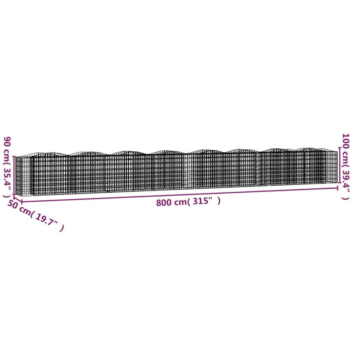 Strat înălțat cu gabion arcuit, 800x50x100 cm, fier galvanizat - WALTI WALTI