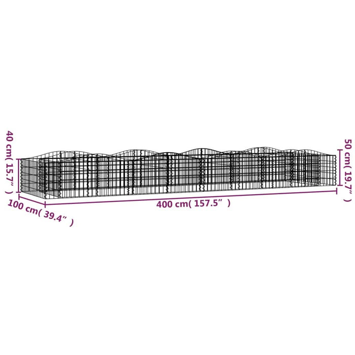 Strat înălțat cu gabion arcuit, 400x100x50 cm, fier galvanizat - WALTI WALTI