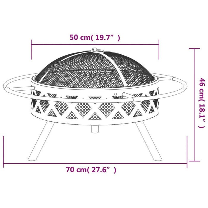 Vatră de foc cu vătrai, 70 cm, oțel, XXL - WALTI WALTI