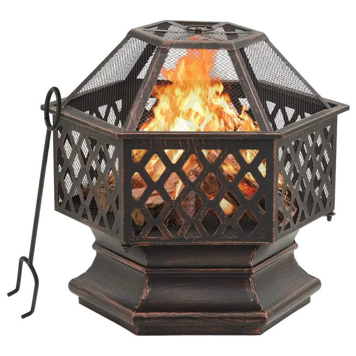 Vatră de foc rustică, cu vătrai, 62x54x56 cm oțel, XXL - WALTI WALTI
