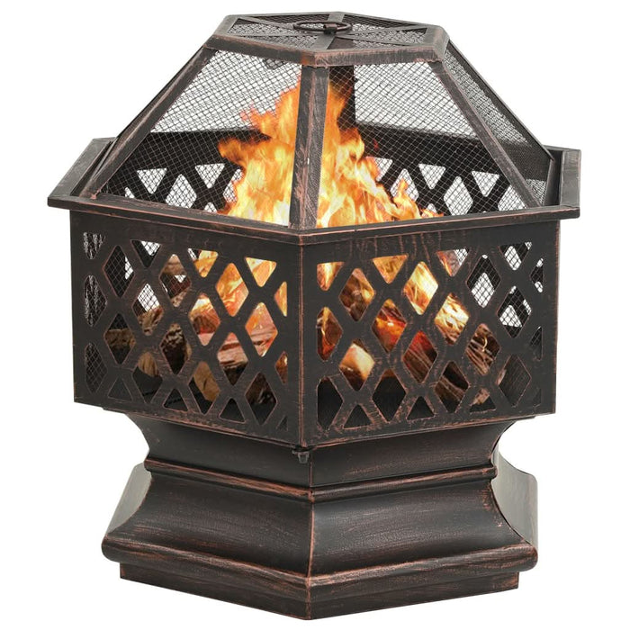 Vatră de foc rustică, cu vătrai, 62x54x56 cm oțel, XXL - WALTI WALTI