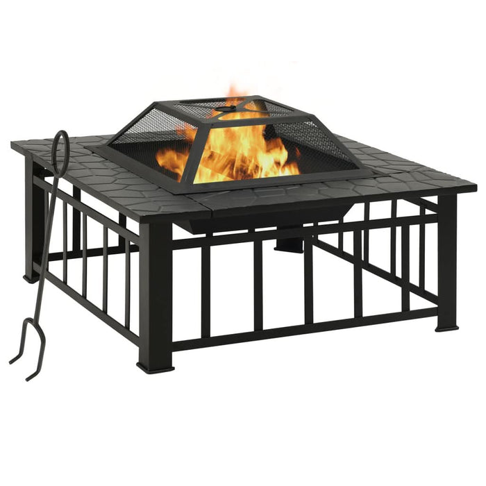 Vatră de foc cu vătrai, 79x79x46,5 cm, oțel, XXL - WALTI WALTI