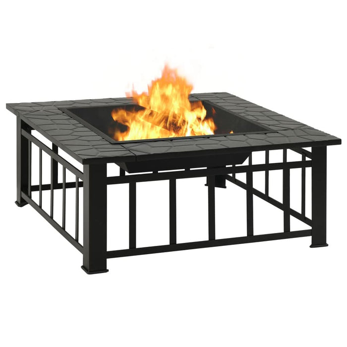 Vatră de foc cu vătrai, 79x79x46,5 cm, oțel, XXL - WALTI WALTI